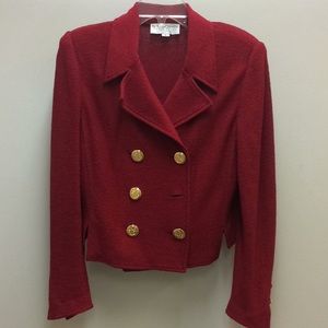 St John Collection Red knit jacket missing button